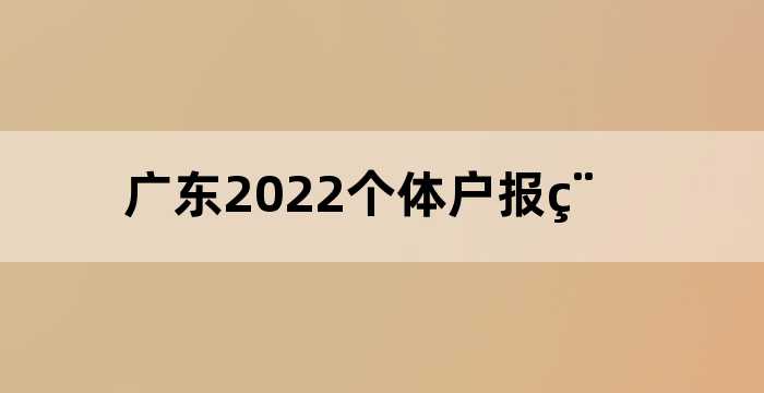 广东2022个体户报税（广东个体户需要报税吗）